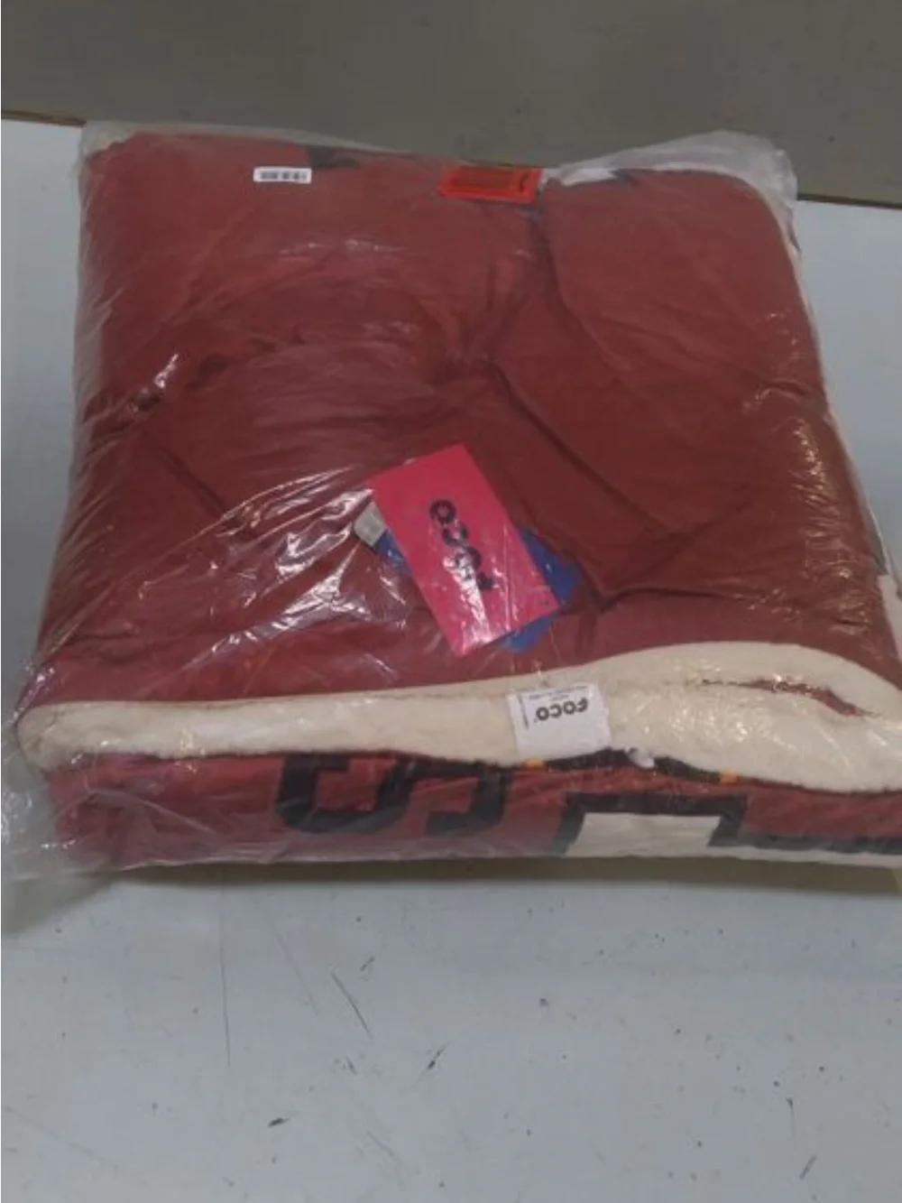 Plush Red and White Geometric Comforter